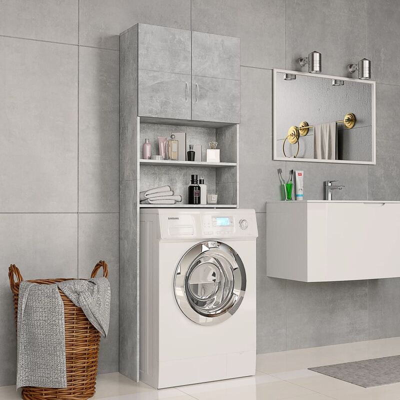 

Armario de lavadora de aglomerado gris hormigón 64x25,5x190 cm - Gris