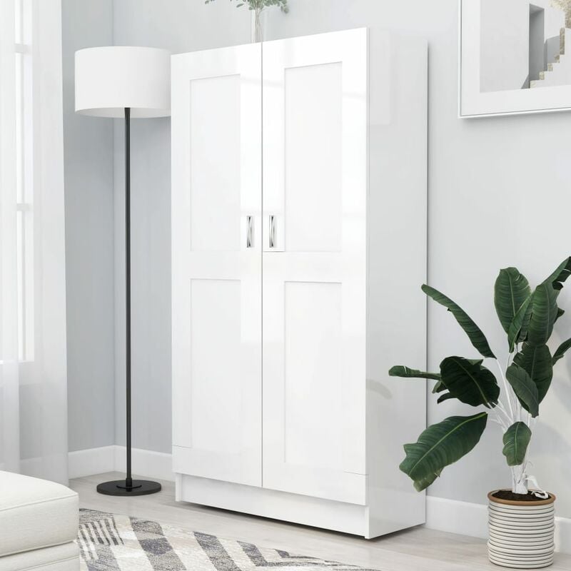 

Armario de libros aglomerado blanco brillante 82,5x30,5x150 cm - Blanco