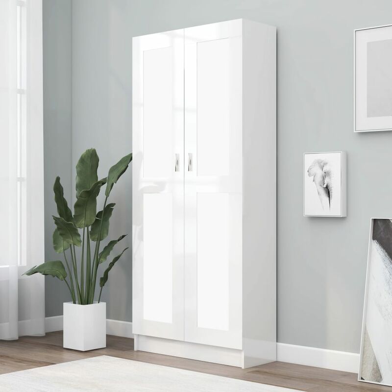

Armario de libros aglomerado blanco brillante 82,5x30,5x185,5cm - Blanco
