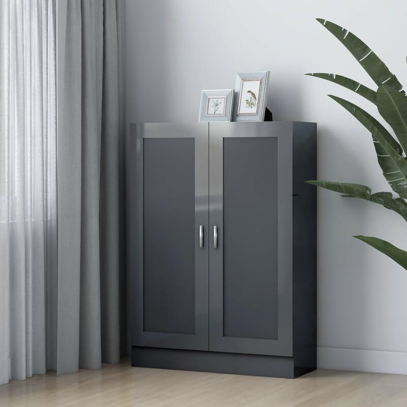 

Armario de libros aglomerado gris brillante 82,5x30,5x115 cm