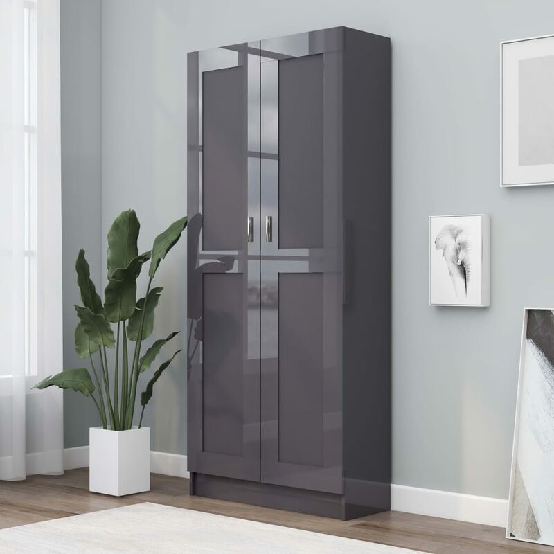 

Armario de libros aglomerado gris brillante 82,5x30,5x185,5cm - Gris