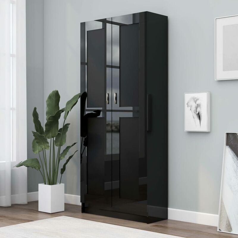 

Armario de libros aglomerado negro brillante 82,5x30,5x185,5cm - Negro