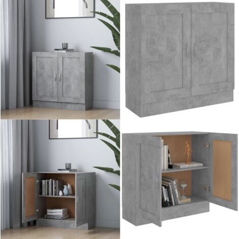 Armario de libros contrachapada gris hormigón 82,5x30,5x80 cm - Estantería decorativa - Armario de madera
