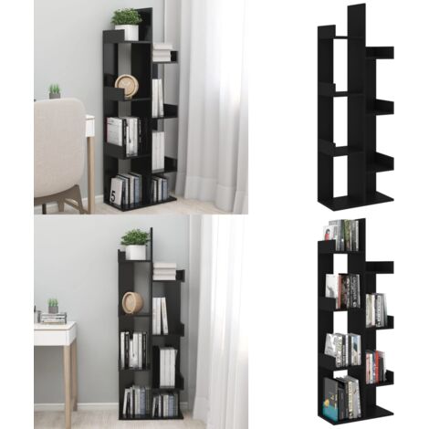 Armario de libros madera contrachapada negro 48x25,5x140 cm - Estantería de madera - Armario de libros negro