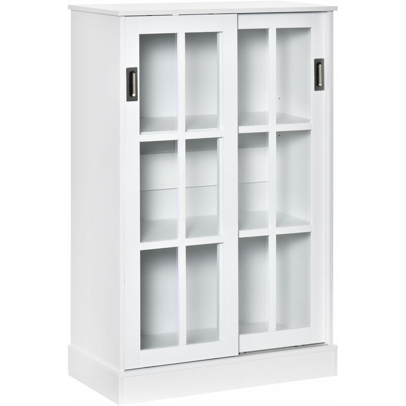 

Armario de Libros Vitrina con 2 Puertas Correderas Estantes de Almacenaje y Balda Ajustable Mueble Organizador para Oficina Salón 80x40x121,7 cm