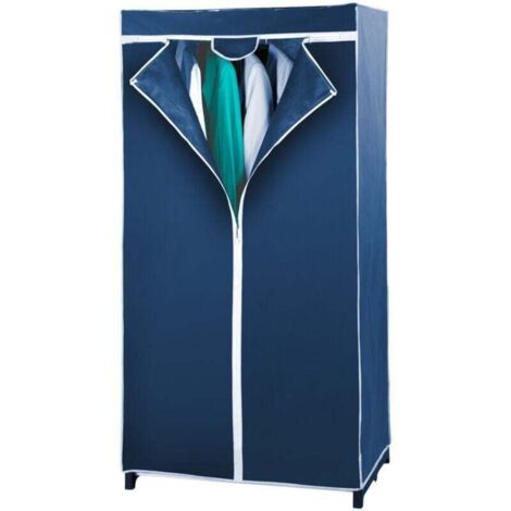 Armario de lona "Air", barra para ropa, apertura total con cremallera, estable, estructura metálica, acero y polipropileno, 75 x 150 x 50 cm, azul