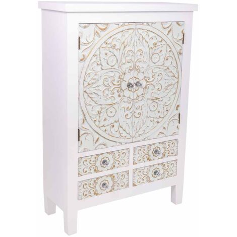 Armario de madera 4 cajones y 2 puertas 68x27,5x101h cm