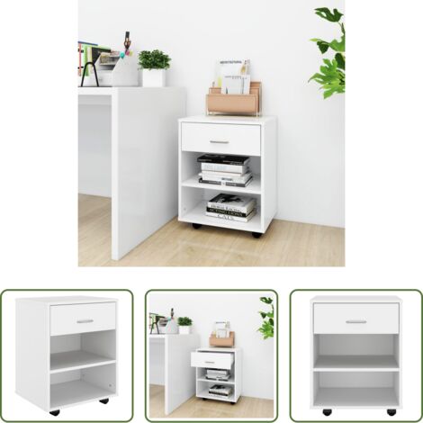 Armario de madera -  Armario con ruedas madera contrachapada blanco 46x36x59 cm