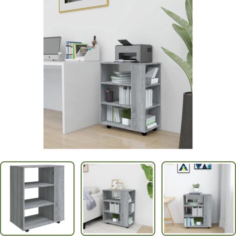 Armario de madera -  Armario con ruedas madera contrachapada gris Sonoma 60x35x75 cm