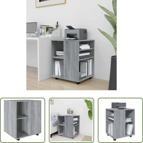 Armario de madera -  Armario con ruedas madera contrachapada gris Sonoma 60x53x72 cm