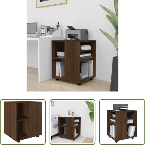 Armario de madera -  Armario con ruedas madera contrachapada roble marrón 60x53x72cm