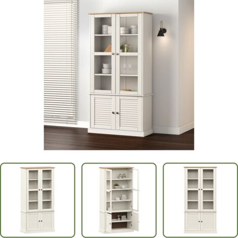 Armario de madera -  Armario con vitrina VIGO madera maciza pino blanco 85x35x170 cm