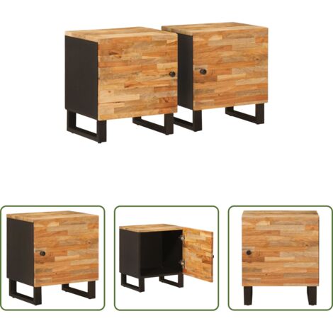 Armario de madera -  Armario de Noche 2 pcs Marrón 40 x 33 x 46 cm