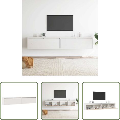 Armario de madera -  Armario de pared 2 uds madera maciza de pino blanco 100x30x35cm