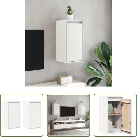 Armario de madera -  Armario de pared 2 uds madera maciza de pino blanco 30x30x60 cm