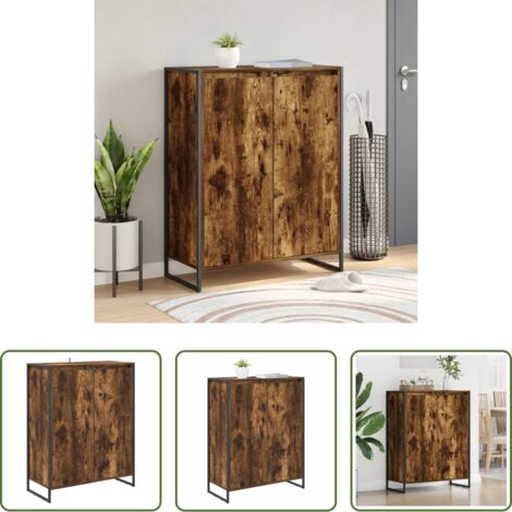 Armario de madera -  Armario para Zapatos con puerta Roble Humo 79 x 36 x 100 cm