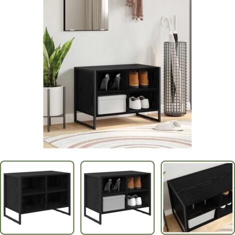 Armario de madera -  Armario para Zapatos Roble Negro 60 x 35 x 44 cm