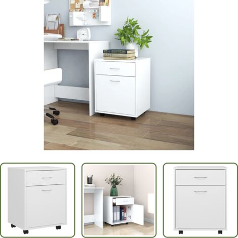 Armario de madera -  Armario rodante de madera contrachapada blanco 45x38x54 cm