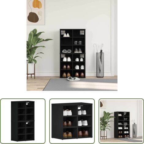 Armario de madera -  Armario Zapatero 2 pcs Roble Negro 52 x 30 x 50,5 cm