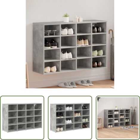 Armario de madera -  Armario Zapatero con estante Gris hormigón 103 x 30 x 67 cm