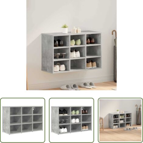 Armario de madera -  Armario Zapatero con estante Gris hormigón 77,5 x 30 x 51 cm