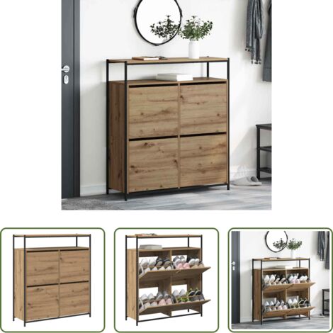 Armario de madera -  Armario Zapatero con estante Roble artesanal 100 x 34 x 112 cm