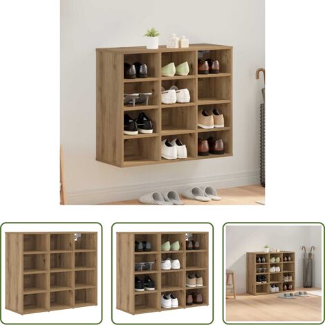 Armario de madera -  Armario Zapatero con estante Roble artesanal 77,5 x 30 x 67 cm