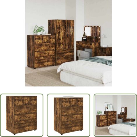 Armario de madera -  Armarios de Almacenamiento 2 pcs Roble ahumado 80 x 48 x 105 cm