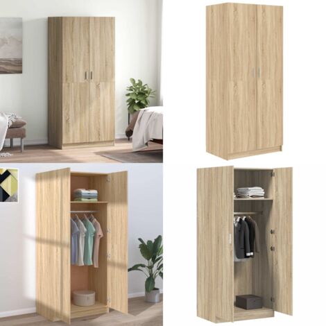 Armario de madera contrachapada roble Sonoma 80x52x180 cm - Armario ropero - Armario de contrachapado