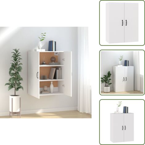 Armario de madera contrachapada - vidaXL Armario colgante de madera de ingeniería blanco 69,5x34x90 cm - Armario blanco