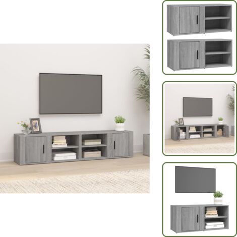 Armario de madera contrachapada - vidaXL Mueble TV 2 uds madera contrachapada gris Sonoma 80x31,5x36 cm - Armario para TV