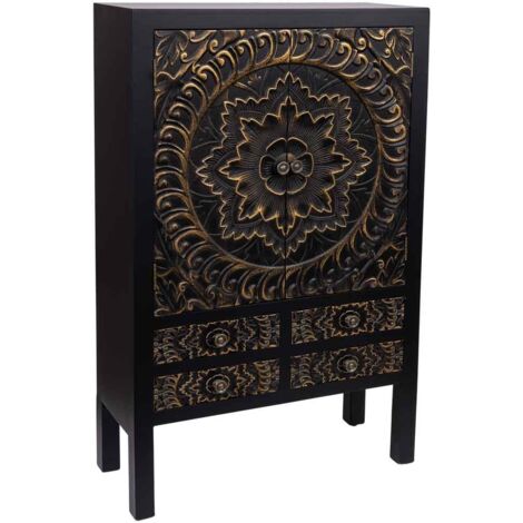 Armario de madera de 4 cajones y 2 puertas 63x26x100