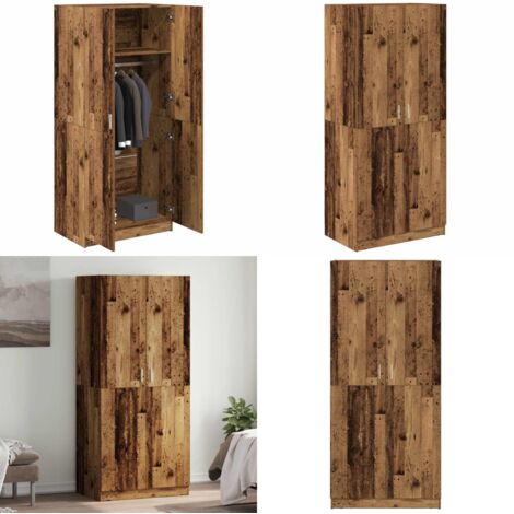 Armario de madera de ingeniería madera envejecida 80x52x180 cm - Armario de madera envejecida - Almacenamiento de ropa