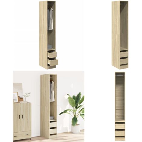 Armario de madera de ingeniería roble Sonoma 30x50x200 cm - Armario de madera de ingeniería - Armario de ropa