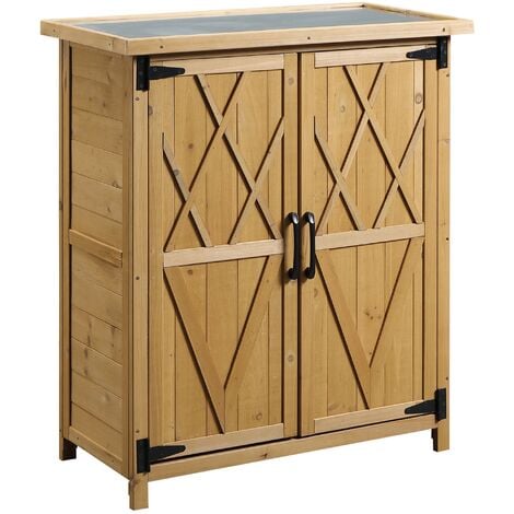 Caseta armario para jardín - mueble de terraza de madera, armario exterior  para trabajos de jardinería, armario impermeable con estantes