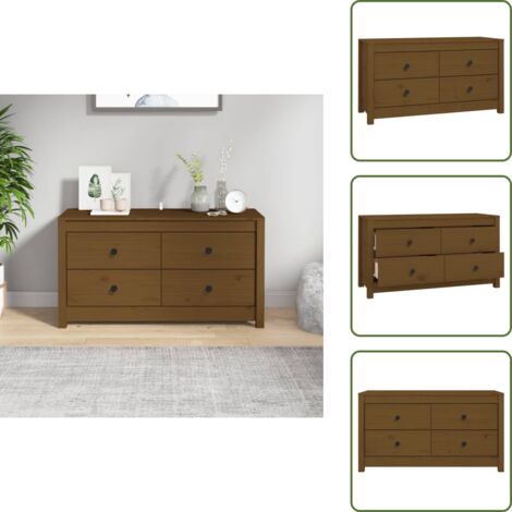 Armario de madera maciza - vidaXL Armario auxiliar madera maciza de pino marrón miel 100x40x54 cm - Armario de pino marrón miel