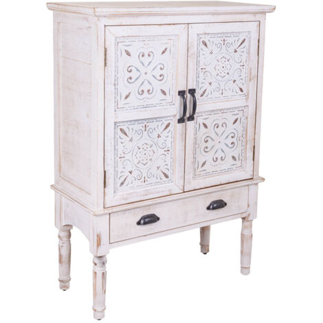 Armario de madera tallada blanco 80x36x110