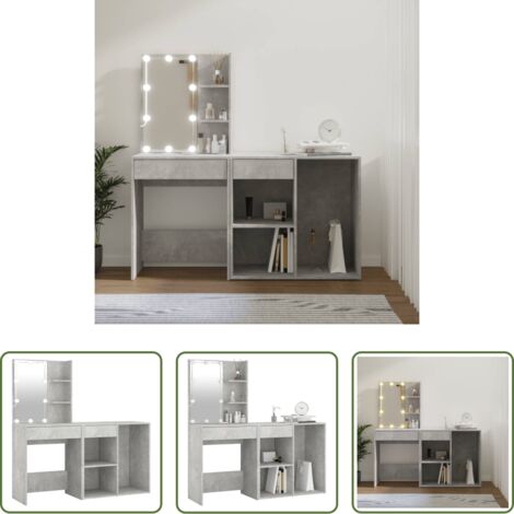 Armario de madera -  Tocador con LED y armario madera contrachapada gris hormigón