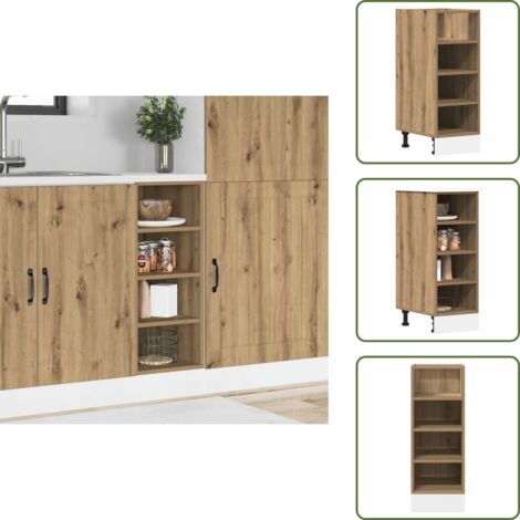 Armario de madera - vidaXL Armario bajo "Riga" Roble Artesano 30x44,5x81,5 cm Madera de ingeniería - Armario de ingeniería