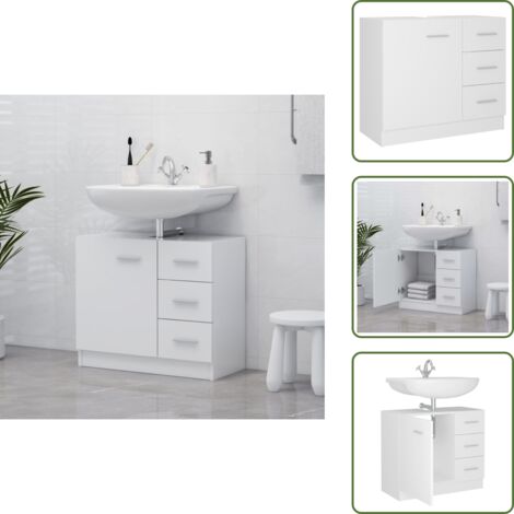 Armario de madera - vidaXL Armario para lavabo madera contrachapada blanco 63x30x54 cm - Armario blanco