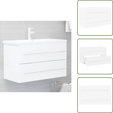 Armario de madera - vidaXL Armario para lavabo madera contrachapada blanco 80x38,5x48 cm - Armario blanco