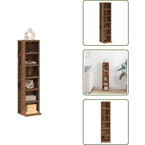 Armario de madera - vidaXL Estantería para CDs de madera contrachapada madera envejecida - Almacenamiento de CD