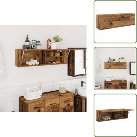 Armario de madera - vidaXL Mueble de pared baño madera ingeniería envejecida 100x25x30 cm - Armario de baño decorativo