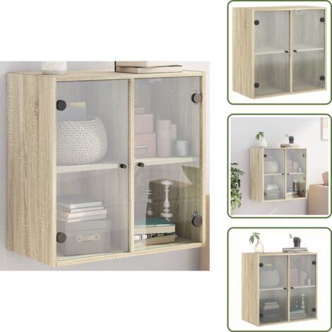 Armario de madera - vidaXL Mueble de pared puertas de vidrio roble Sonoma 68x37x68,5 cm - Diseño de pared