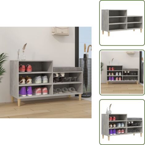 Armario de madera - vidaXL Mueble zapatero madera contrachapada gris hormigón 102x36x60 cm - Almacenamiento de zapatos