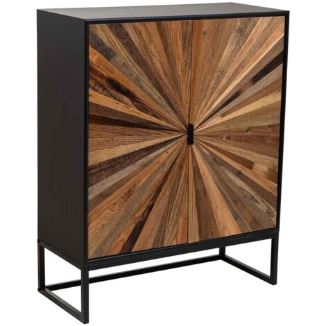 Armario de madera y metal de 2 puertas marron 80x37x101