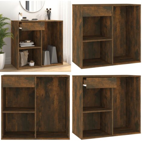 Armario de maquillaje madera color roble ahumado 80x40x75 cm - Armario de belleza - Armario de almacenamiento