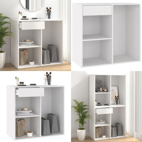 Armario de maquillaje madera contrachapada blanco 80x40x75 cm - Armario de belleza - Armario de almacenamiento