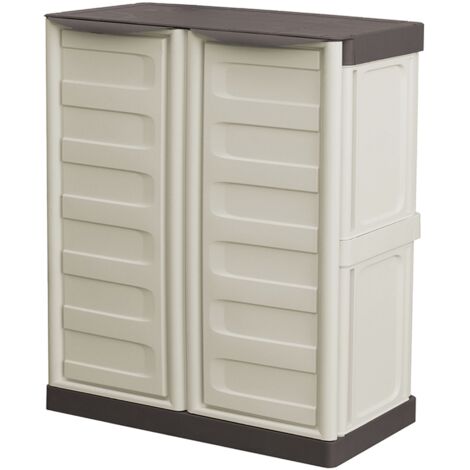 Armario de mediana altura en polipropileno, color marfil y taupe, L 700 x P 390 x H 855 mm.