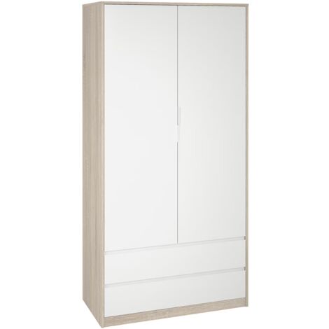 Armario de Melamina Roble Claro Blanco con 2 Puertas Abatibles Ref.509